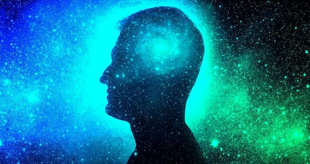 image of a head with a swirling galaxy inside